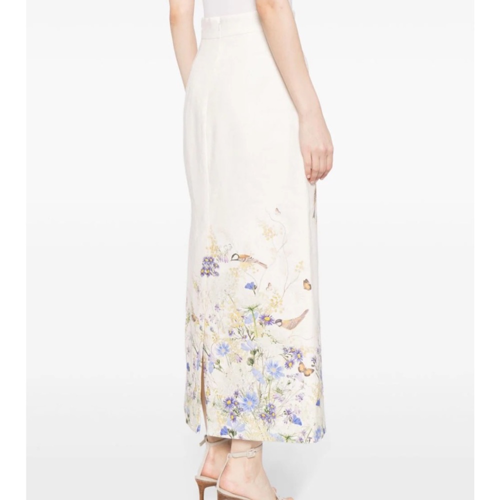 Zimmermann Harmony Pencil Midi Skirt in Citrus Butterflies Size2